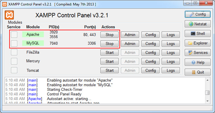 Mengaktifkan xampp control Mengaktifkan xampp control untuk menjalankan dan menginstal wordpress