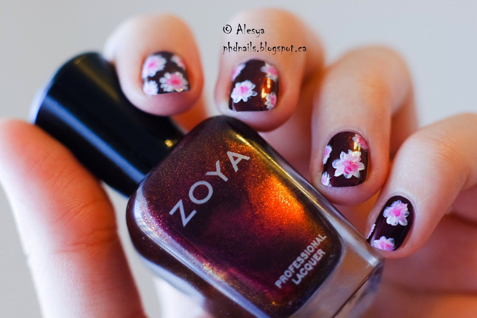 PhD nails "Chrysanthemum" nail art with Jem by Zoya