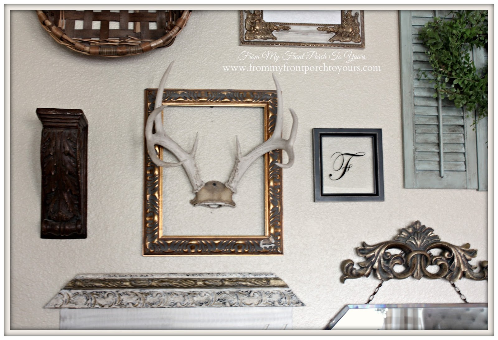 Vintage Gold Frames & Antlers- Gallery Wall-From My Front Porch To Yours