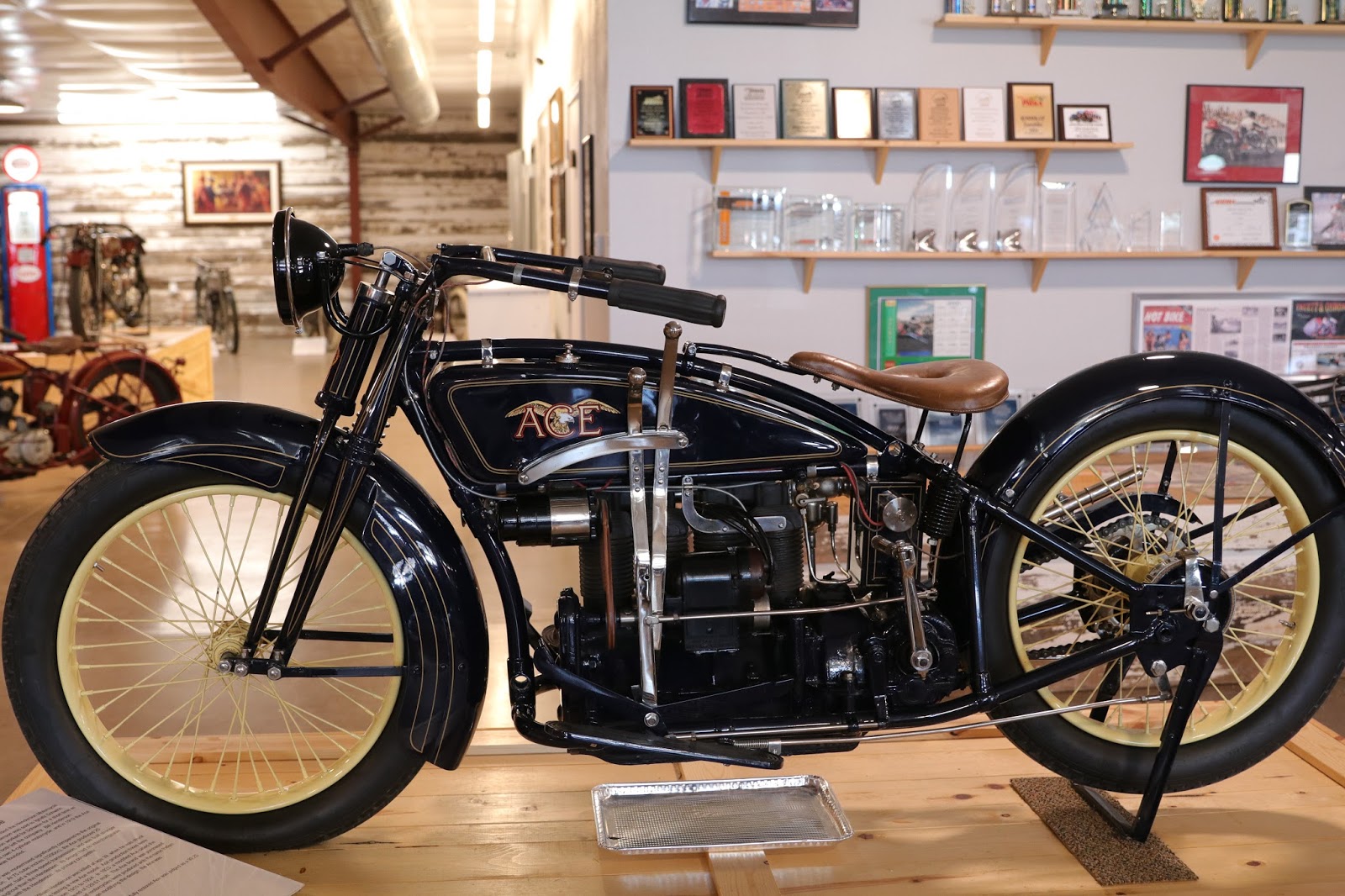 OldMotoDude 1922 Ace on display at the St. Francis Motorcycle Museum