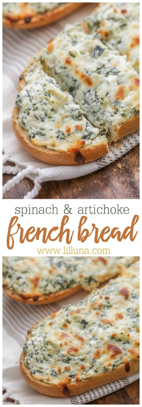 CHEESY SPINACH ARTICHOKE FRENCH BREAD #cheese #spinach #artichoke #frenchfood #bread #frenchbread #lunchideas #lunchrecipes CHEESY SPINACH ARTICHOKE FRENCH BREAD #cheese #spinach #artichoke #frenchfood #bread #frenchbread #lunchideas #lunchrecipes