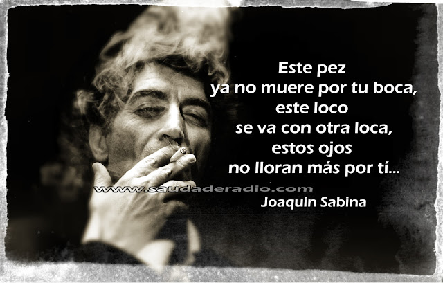 "Este pez ya no muere por tu boca, este loco se va con otra loca, estos ojos no lloran más por ti." Joaquín Sabina - Nos sobran los motivos