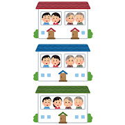いろいろな二世帯住宅のイラスト
