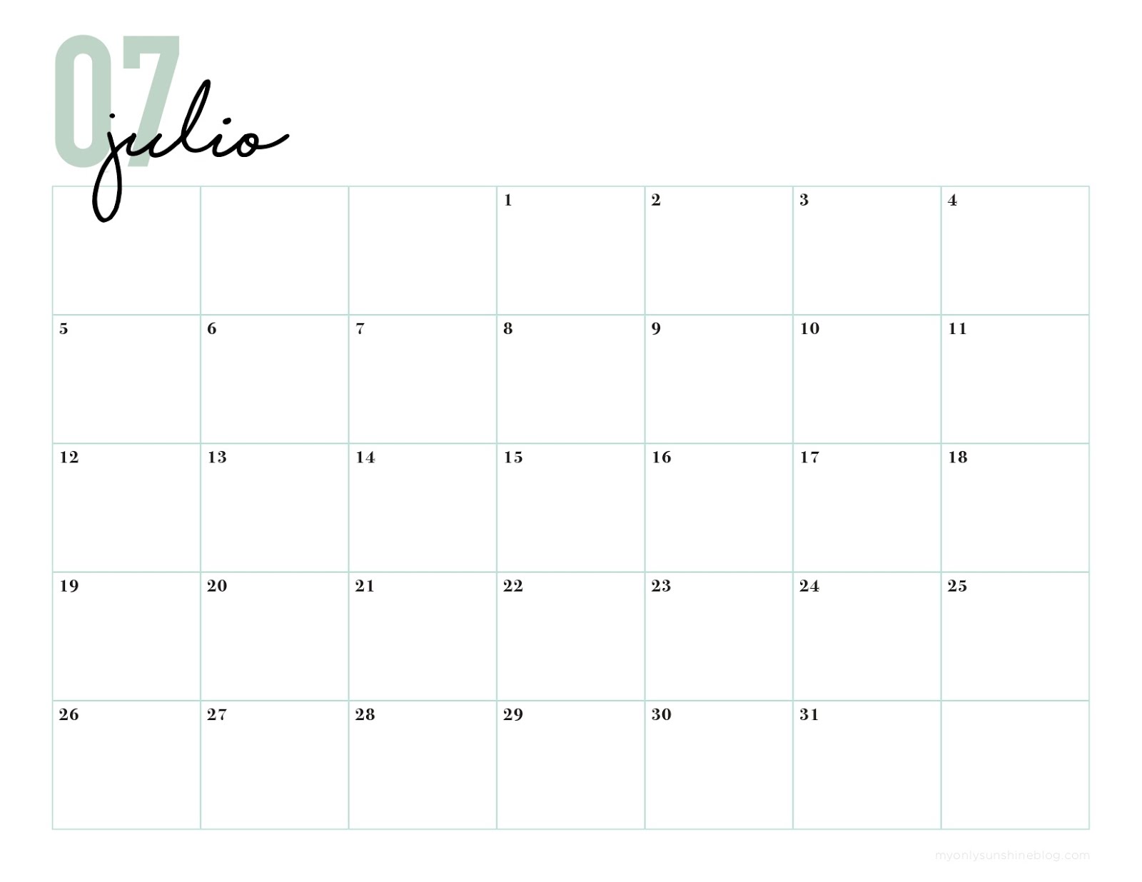 Calendario minimalista horizontal 2020 | annie's place⠀