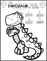 Dinosaur Math and Literacy Worksheets for Preschool