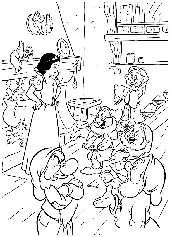 Kids Under 7 Snow White And The Seven Dwarfs Coloring Pages Part 1