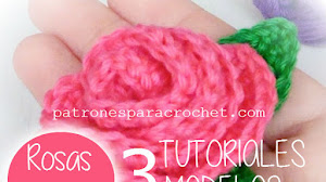 Aprende a tejer rosas al crochet / 3 tutoriales