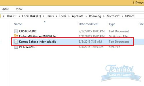 Copy dan Paste Kamus Bahasa Indonesia.dic copy dan paste file kamus bahasa indonesia untuk mengoresksi kesalahan pengetikan kata di microsoft word