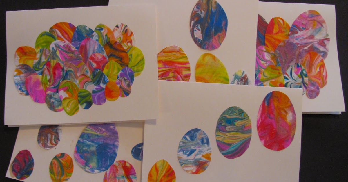 The Chocolate Muffin Tree: Shaving Cream Marbled Easter Egg Cards