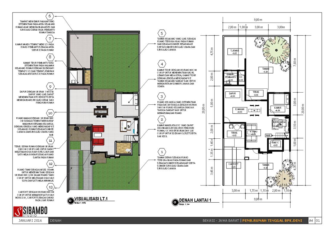 Denahose Rancangan Gambar Denah Rumah Ukuran 10 X 20 M