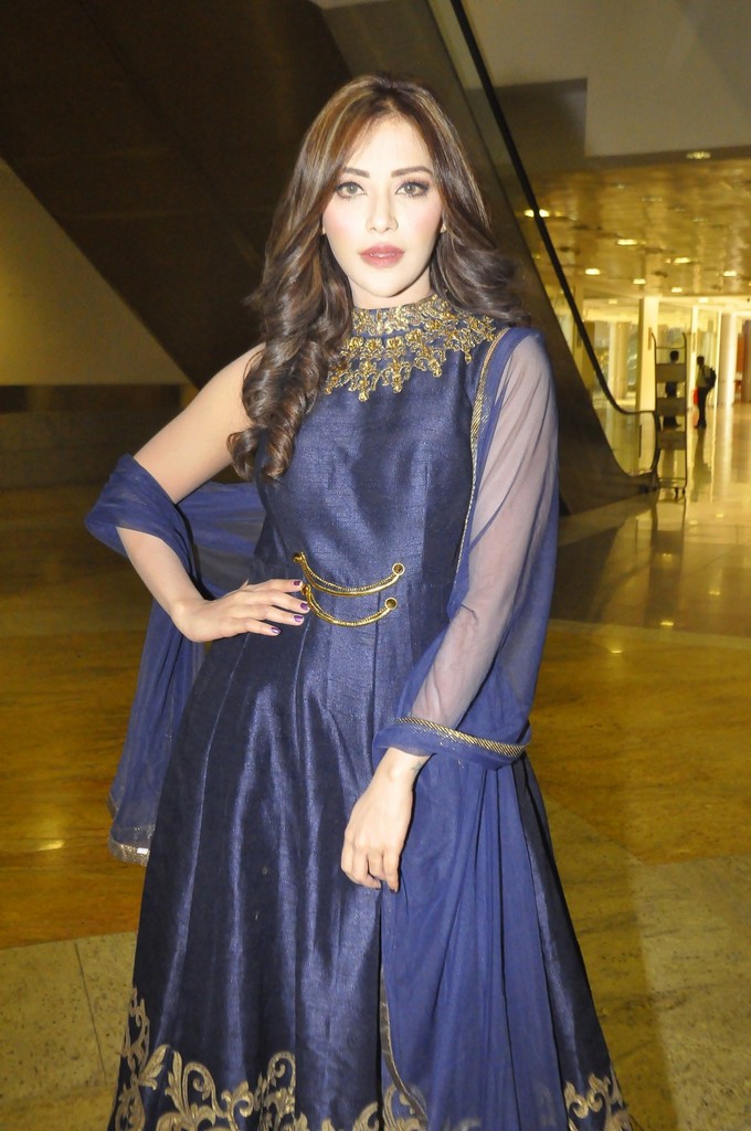 Telugu Model Angela In Blue Dress At Hi Life Exhibition Curtain Raiser