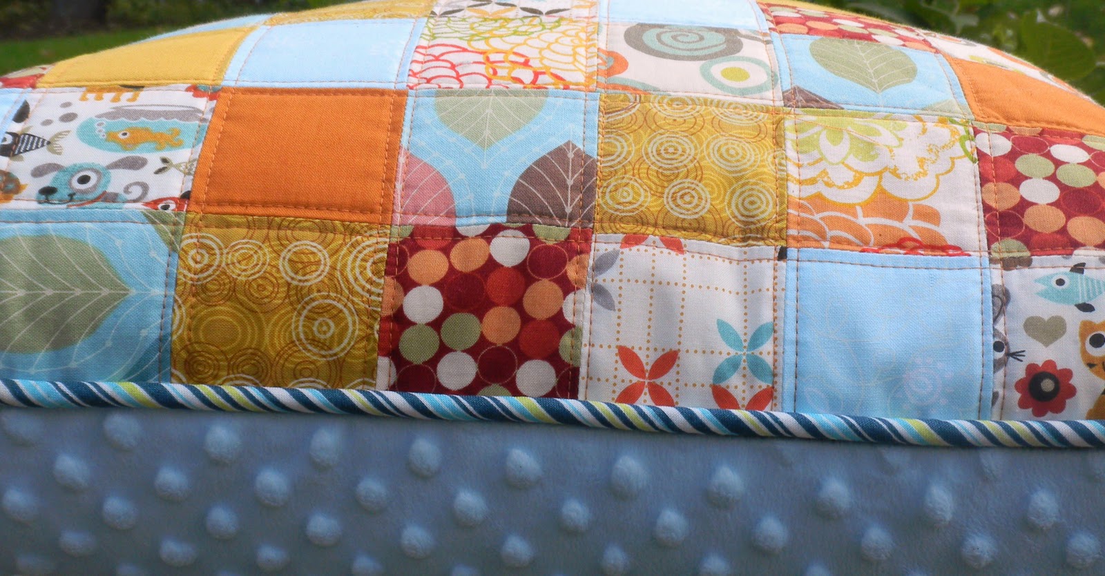 modest creations by michelle 2x2 patchwork pillow {with piping}