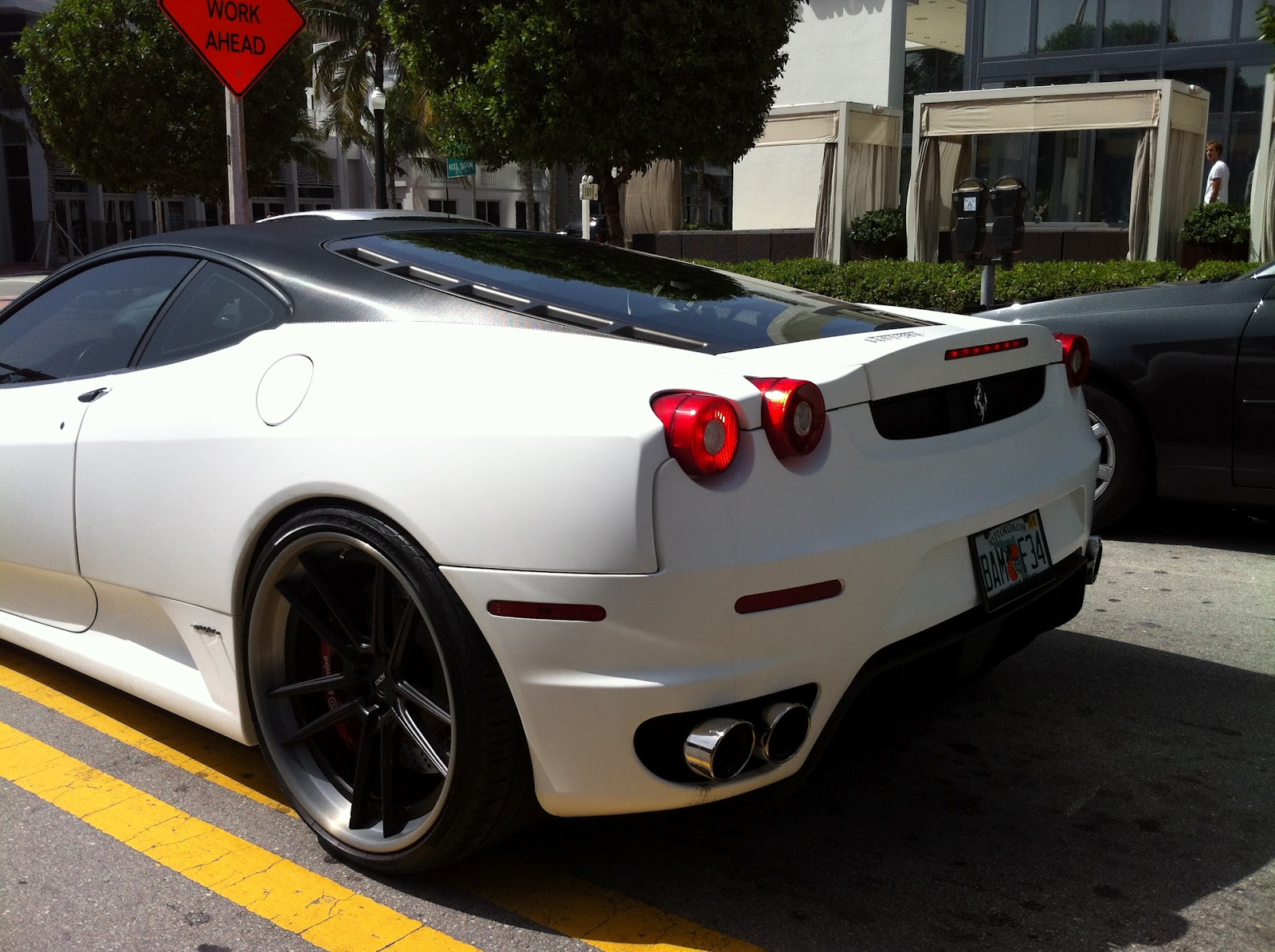 Exotic Cars on the Streets of Miami: Matte White Custom Ferrari F430