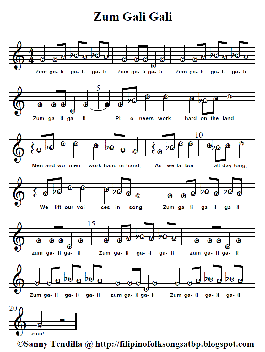 Zum Gali Gali American Traditional/Folk Song Lyrics, Midi and Sheet Music
