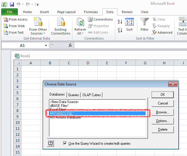 YABEE: Excel 2010 - Microsoft Query to Mosaiq SQL