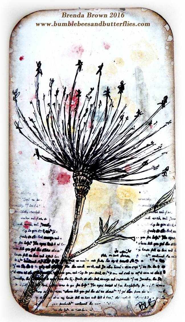 Bumblebees and Butterflies Pen and ink over gesso