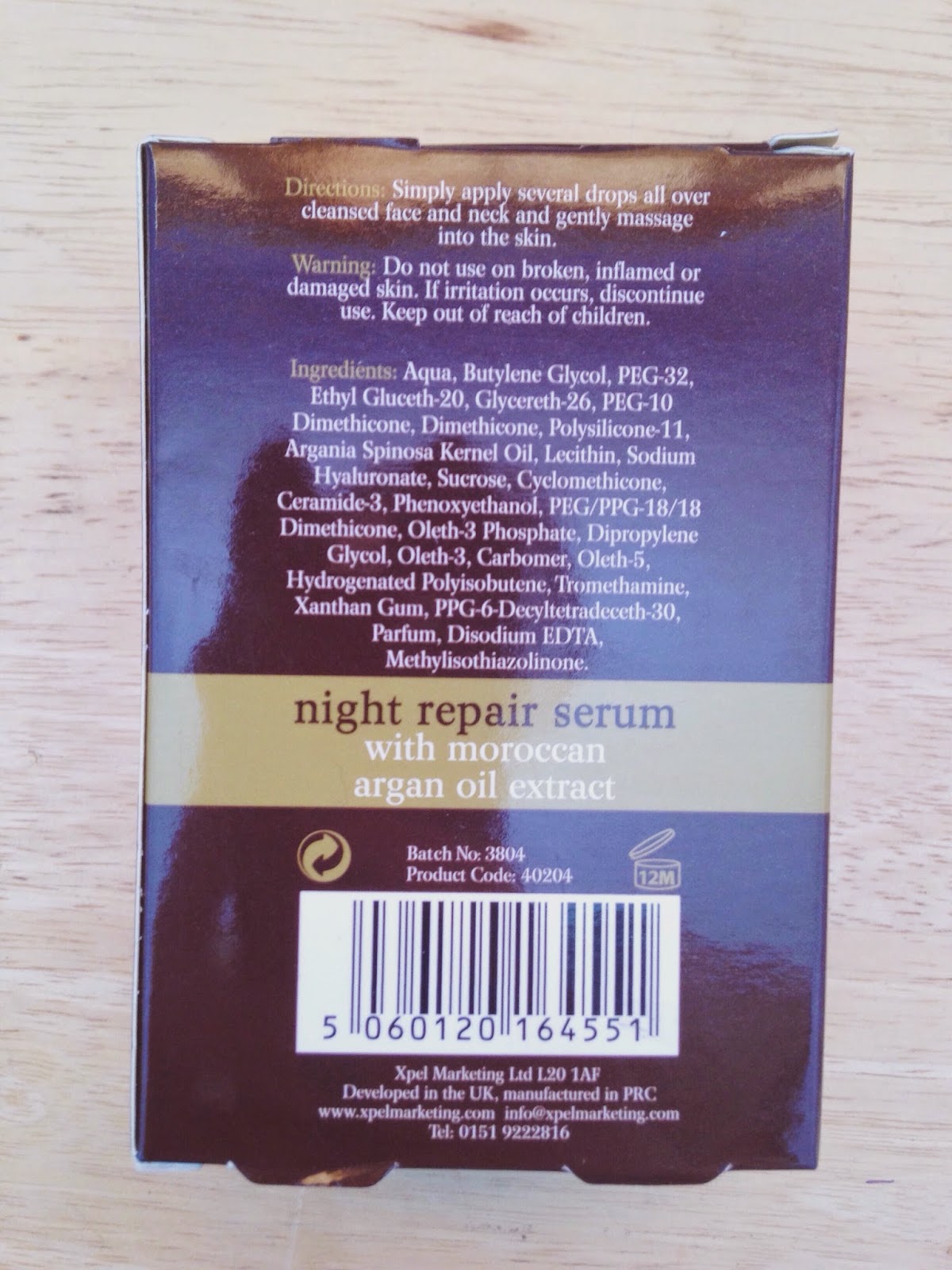 xpel argan oil night repair serum