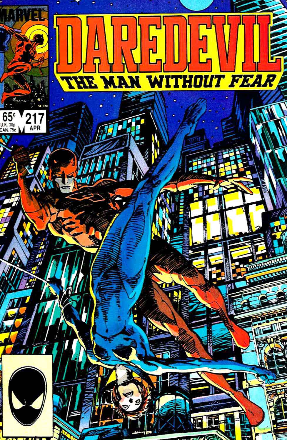 Barry Windsor Smith marvel 1980s black widow comic book cover - Daredevil #217