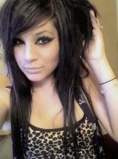 Blood red emo hair emo makeup emo girl style}