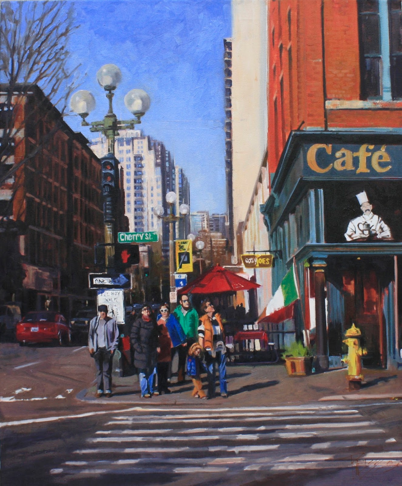 in plein air "Family Day" Seattle city, oil painting by Robin Weiss