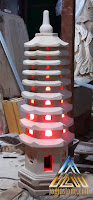 Lampion pagoda dari batu putih / batu alam paras jogja