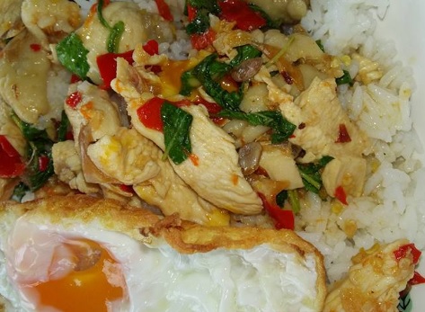 ไก่ ไข่ดาว เพรา กระ ผัดกระเพราไก่ อาหารไทย