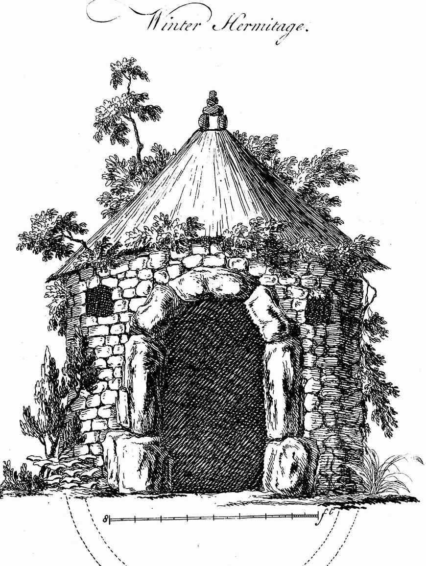 1760 hermitage hut an illustration of a 1760 hermitage hut for a hermit