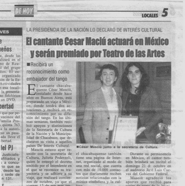 * Cesar Maciú será premiado por el Teatro de las Artes de USA