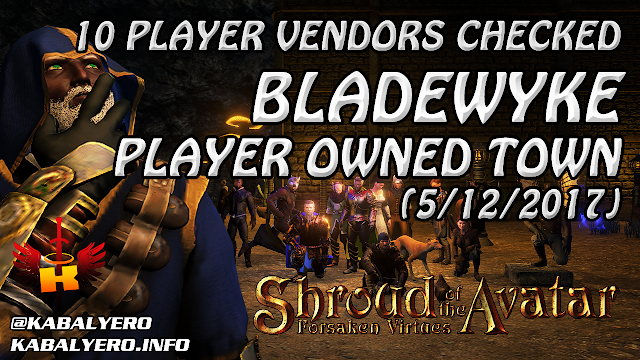 Shroud Of The Avatar Market Watch - Bladewyke Player Owned Town, 10 Player Vendors Found
