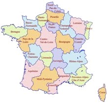 Carte Régional de la Ville Françaises