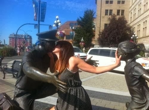 Tourist Posing Inappropriately with Statues 6