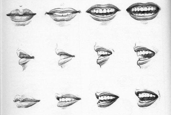 выражение губ, губы в пропорции, губы карандашом, рисунок губ