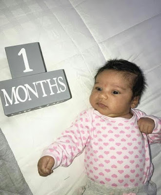 a Cute photos of Dream Kardashian as she turns one-month-old
