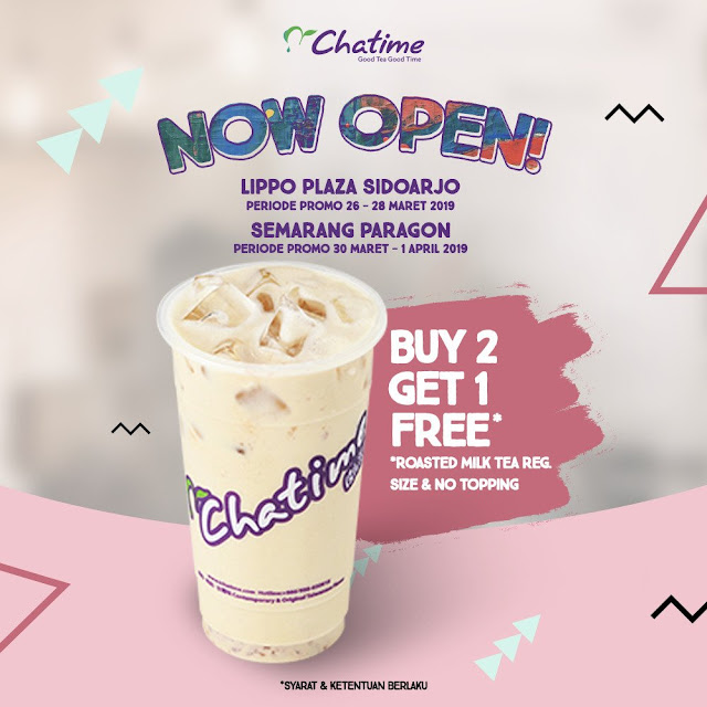 #Chatime - #Promo Opening Buy 2 Get 1 Free Sidoarjo & Semarang (s.d 30 Maret 2019)