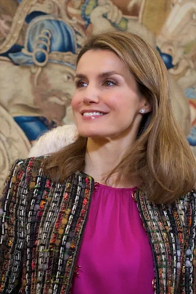 Prince Felipe and Princess Letizia of Spain attended several audiences at the Zarzuela Palace in Madrid