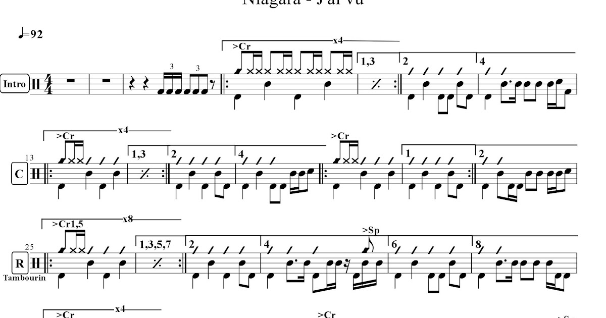 Transcriptions personnelles pour batterie Niagara J'ai vu Transcriptions personnelles pour batterie Niagara J'ai vu