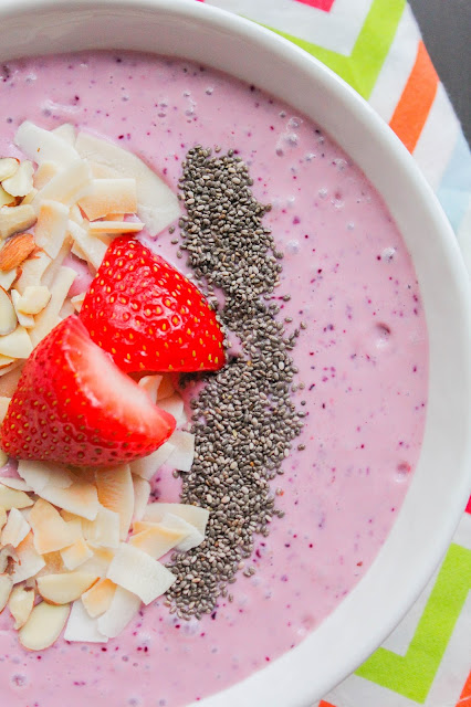 Mixed Berry Smoothie Bowl with Toasted Coconut Chips and Almonds | The Chef Next Door