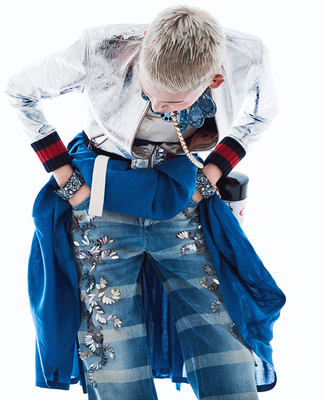 Vogue Korea February 2016, Lee Ji Resort 2016 Gucci Crackle Leather Bomber Jacket Editorials