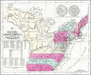 1776 Map of the thirteen original colonies