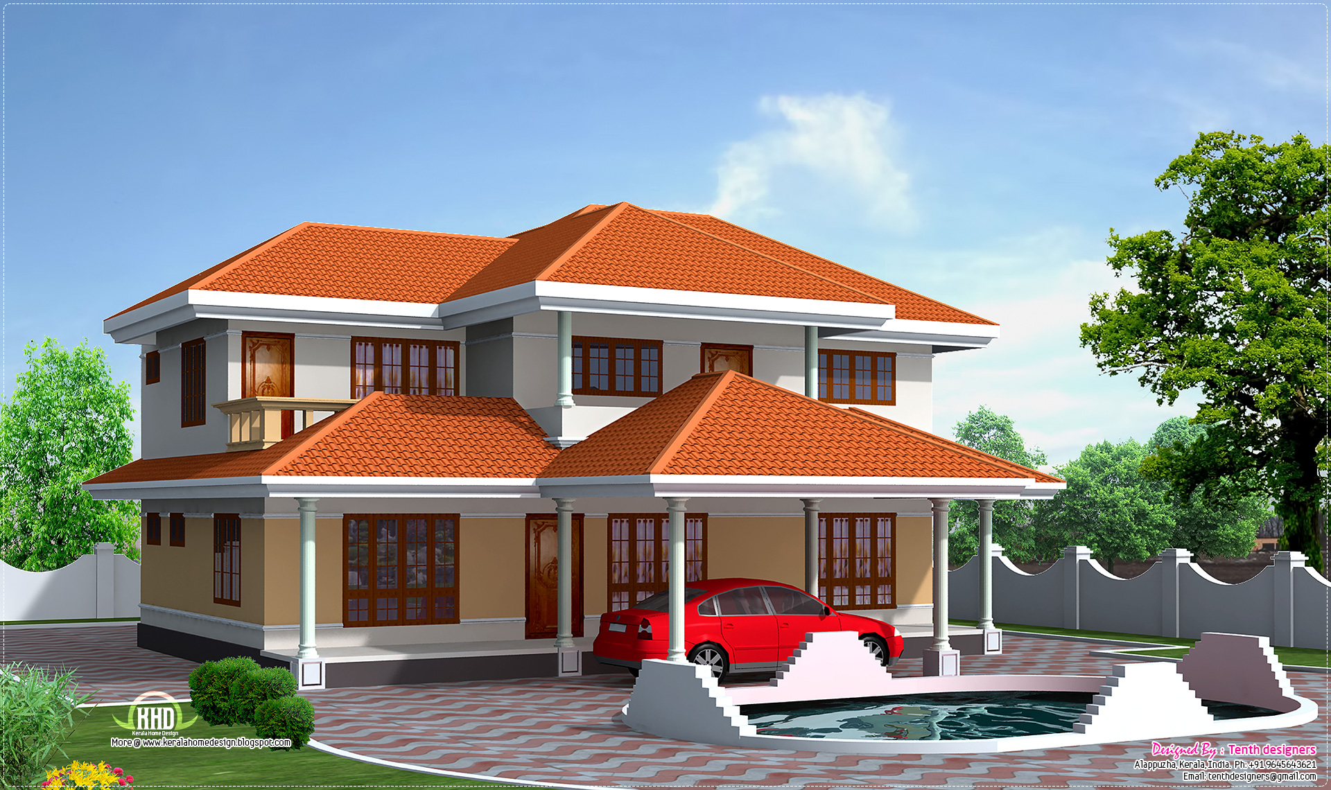  Four  bedroom  house  elevation  in 2500 sq feet Kerala 
