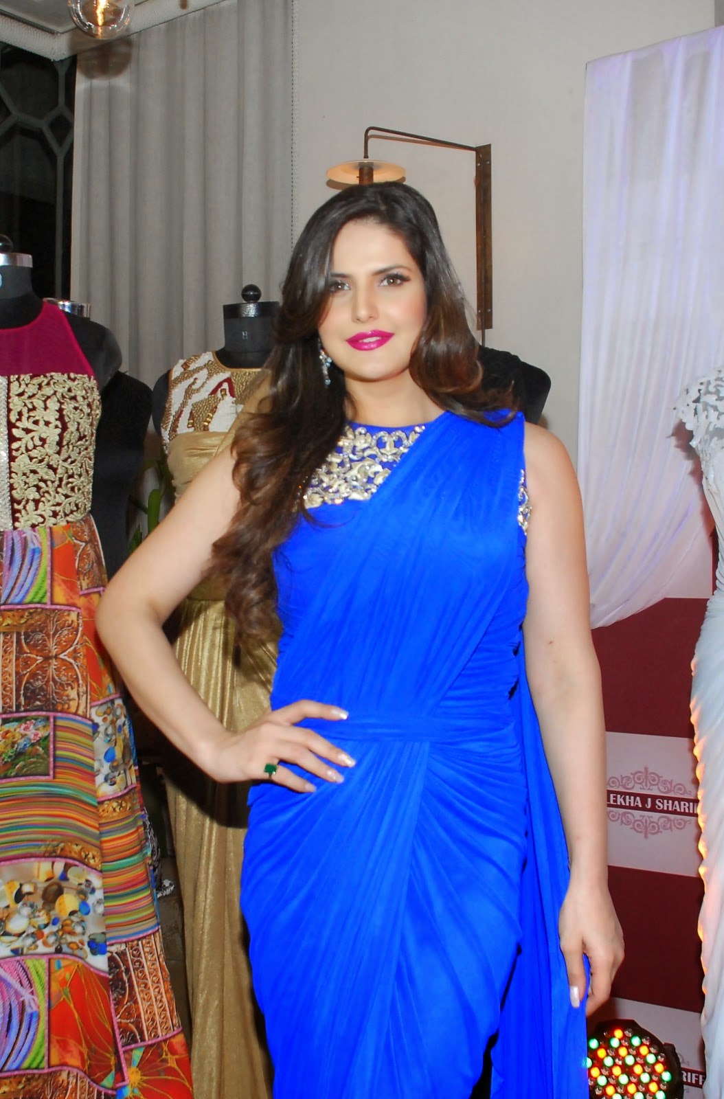 High Quality Bollywood Celebrity Pictures Zarine Khan Looks Super Sexy In A Blue Saree At