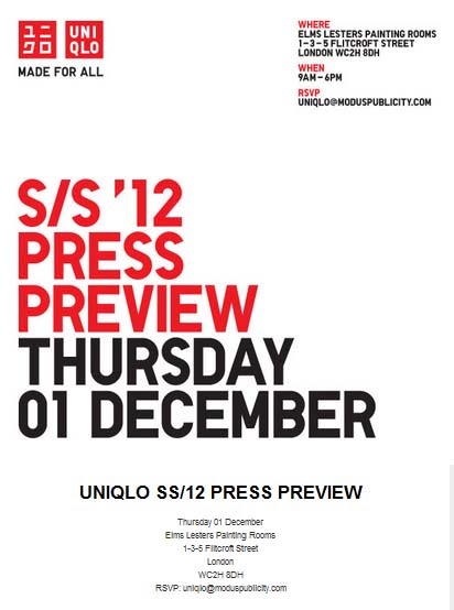 Uniqlo SS12 Press Preview
