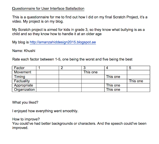 Grade 9C Digital Design Questionnaire