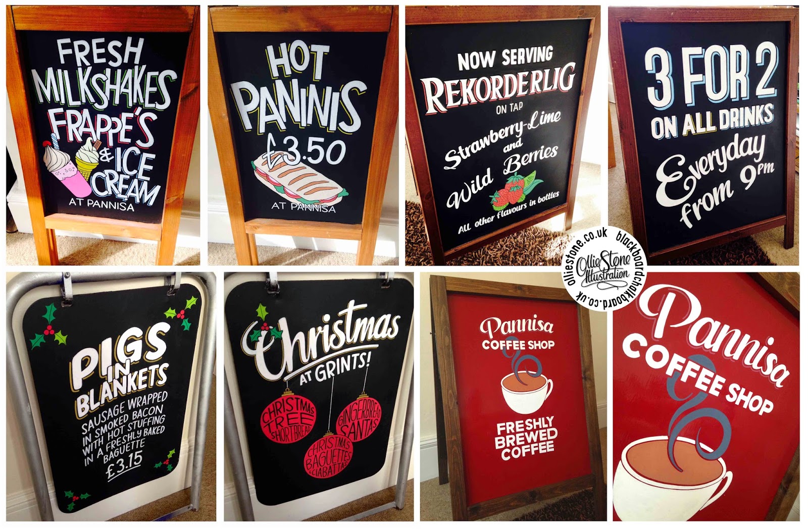 Ollie Stone Illustration by Ollie Stone Blackboard. Chalkboard. Artist. Designer. Sign. Writer