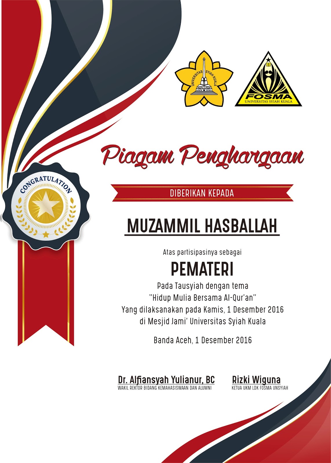 Desain Piagam Penghargaan Cdr Kataa