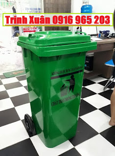thùng rác y tế thông thường 120 lít màu xanh