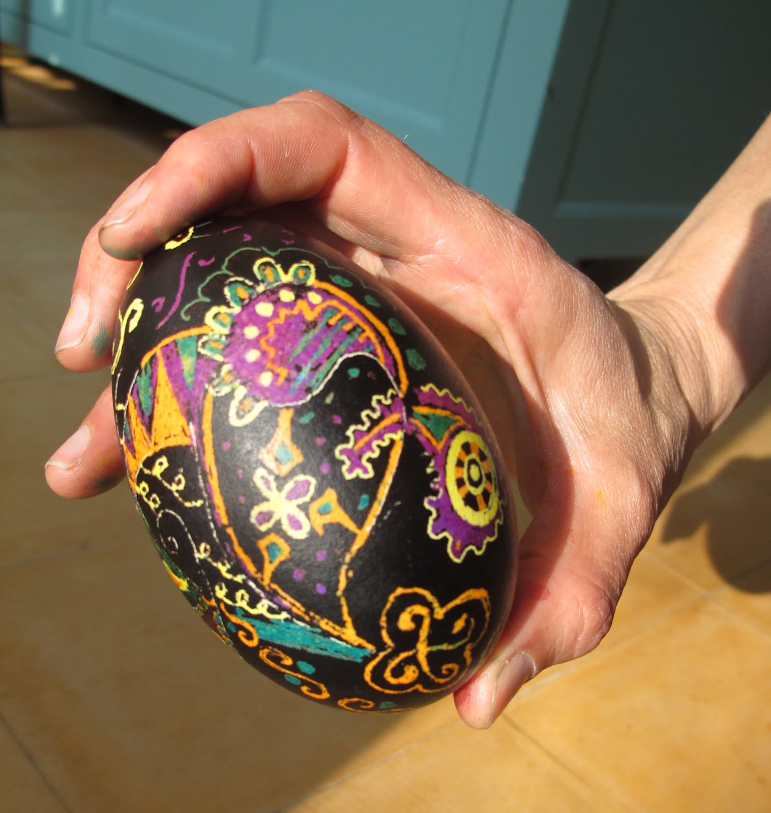 Traditional+Pysanky+Tiny+Brown+Egg+in+geometric+by