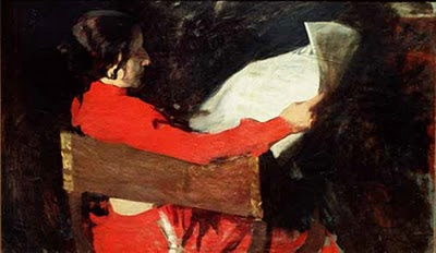 Clotilde leyendo el periodico Clotilde leyendo el periodico, Joaquín Sorolla Bastida, Retratos de Joaquín Sorolla, Joaquín Sorolla y Bastida, Joaquín Sorolla, Pintor español, Retratista español, Pintores Valencianos, Clotilde García
