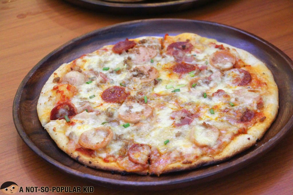 Meaty goodness in Justin's Favorite of Mad for Pizza