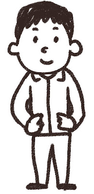 ジャージを着た男子中学生・高校生のイラスト 白黒線画